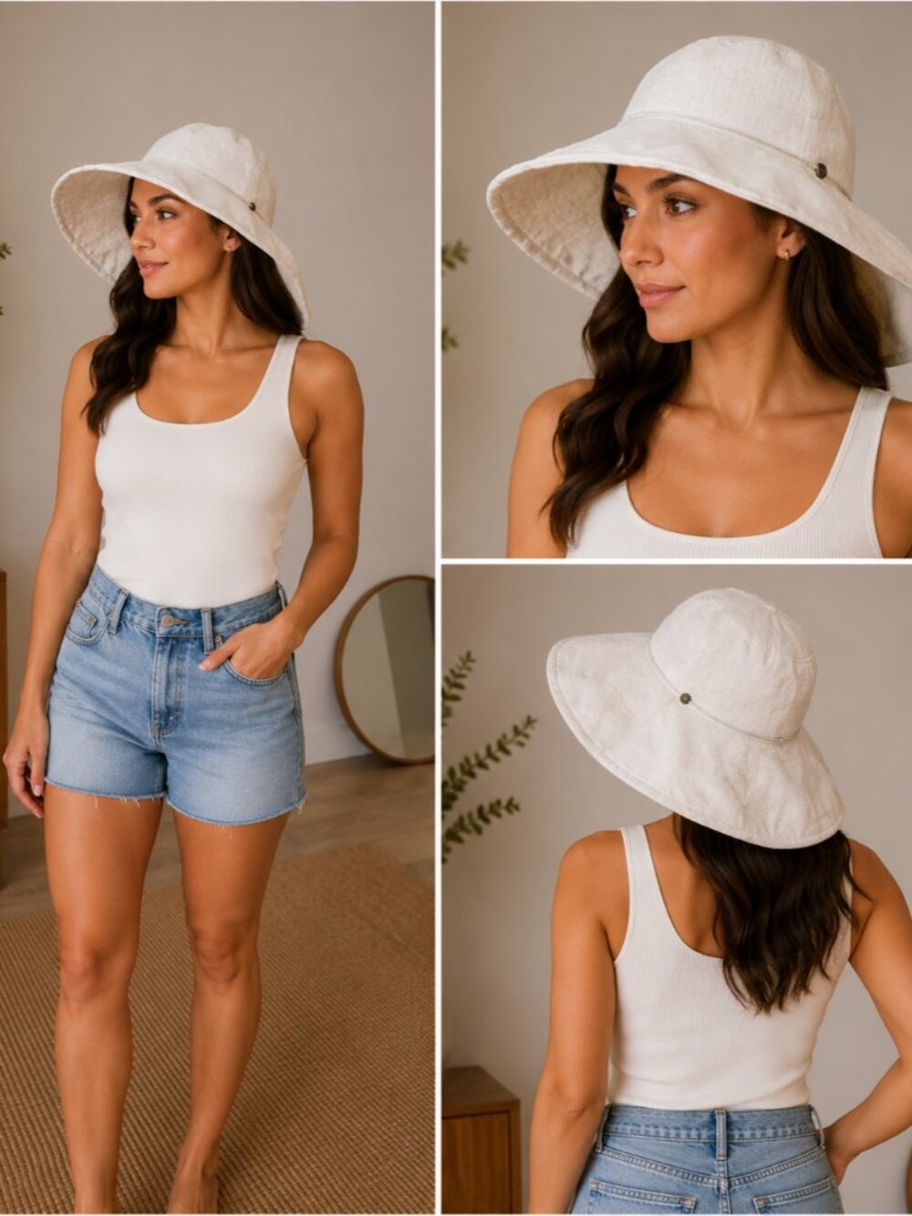 Helen Kaminski White Linen Unstructured Cotton Sun Hat